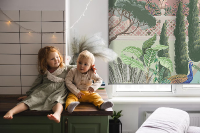 Fabric roller blind Palace with a garden