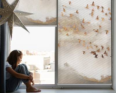 Roller blind for large window A flock of birds