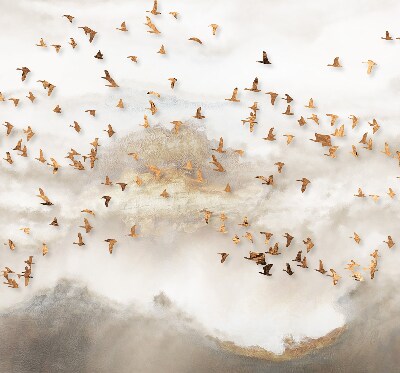 Roller blind for large window A flock of birds