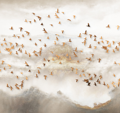 Roller blind for large window A flock of birds