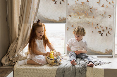 Roller blind for large window A flock of birds
