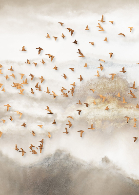 Roller blind for large window A flock of birds