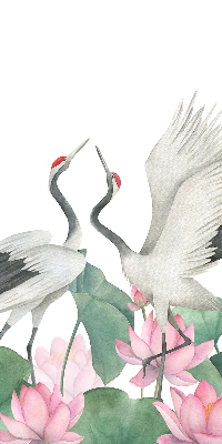 Modern roller blind Cranes in the lilies