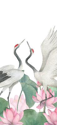 Modern roller blind Cranes in the lilies