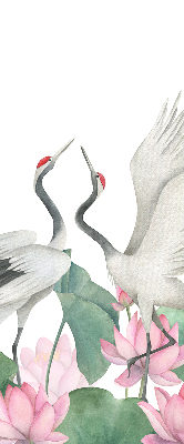 Modern roller blind Cranes in the lilies