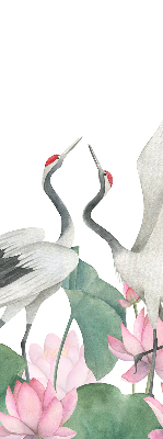 Modern roller blind Cranes in the lilies