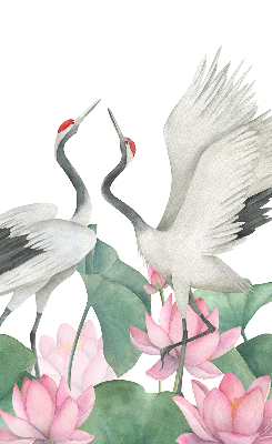 Modern roller blind Cranes in the lilies