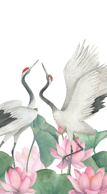 Modern roller blind Cranes in the lilies