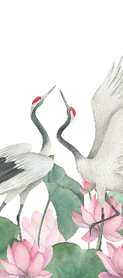 Modern roller blind Cranes in the lilies