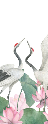 Modern roller blind Cranes in the lilies