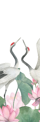 Modern roller blind Cranes in the lilies