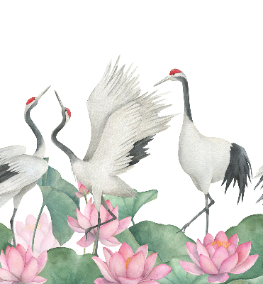 Modern roller blind Cranes in the lilies