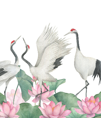 Modern roller blind Cranes in the lilies