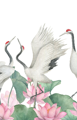 Modern roller blind Cranes in the lilies