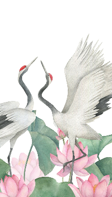 Modern roller blind Cranes in the lilies