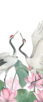 Modern roller blind Cranes in the lilies