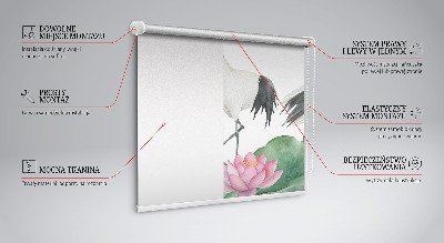 Modern roller blind Cranes in the lilies