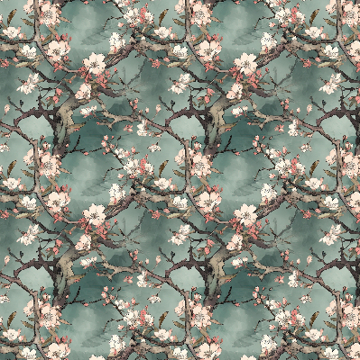 Fabric roller blind Flowers on the tree