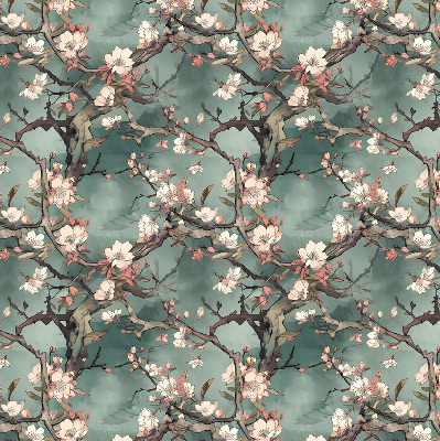 Fabric roller blind Flowers on the tree