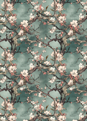 Fabric roller blind Flowers on the tree