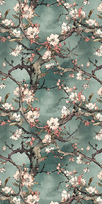 Fabric roller blind Flowers on the tree