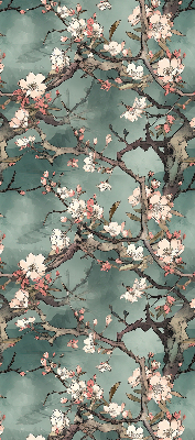 Fabric roller blind Flowers on the tree