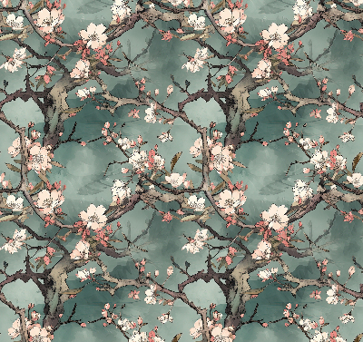 Fabric roller blind Flowers on the tree