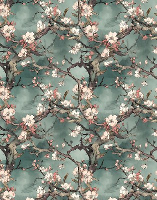 Fabric roller blind Flowers on the tree