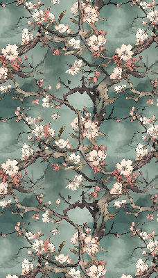 Fabric roller blind Flowers on the tree