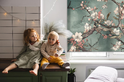 Fabric roller blind Flowers on the tree