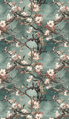 Fabric roller blind Flowers on the tree