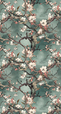 Fabric roller blind Flowers on the tree