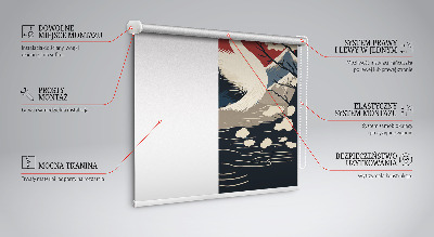 Roller blind for large window Crane in the water