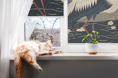 Roller blind for large window Crane in the water