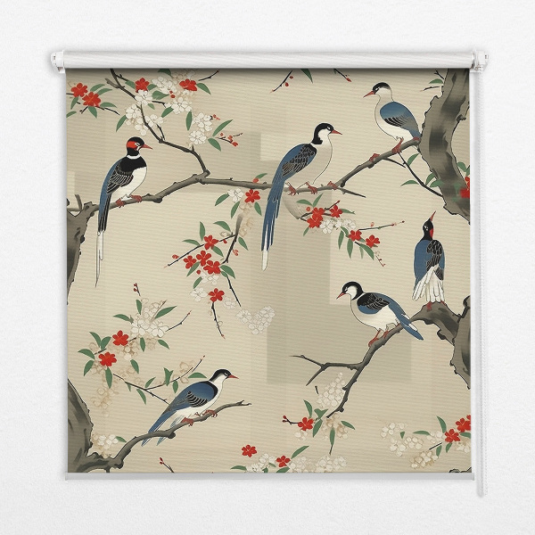 Fabric roller blind Birds on a tree