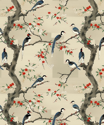 Fabric roller blind Birds on a tree