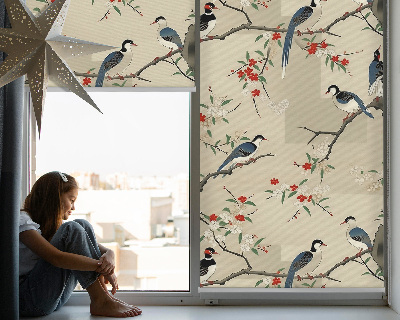 Fabric roller blind Birds on a tree