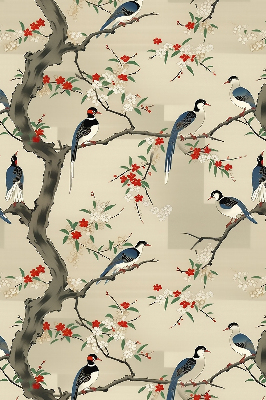 Fabric roller blind Birds on a tree