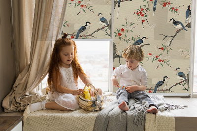 Fabric roller blind Birds on a tree