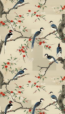Fabric roller blind Birds on a tree