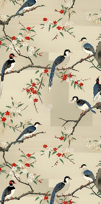 Fabric roller blind Birds on a tree