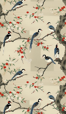 Fabric roller blind Birds on a tree