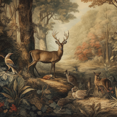 Modern roller blind Animals in the forest