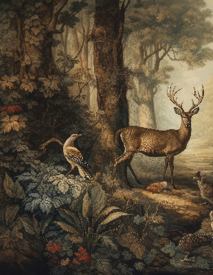 Modern roller blind Animals in the forest