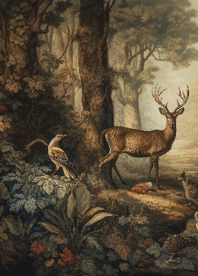 Modern roller blind Animals in the forest