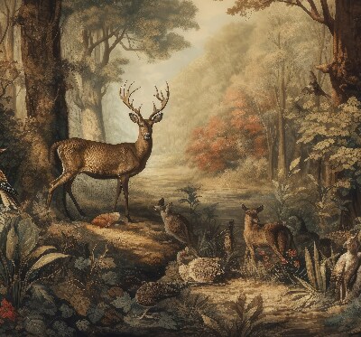 Modern roller blind Animals in the forest