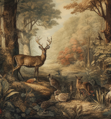 Modern roller blind Animals in the forest