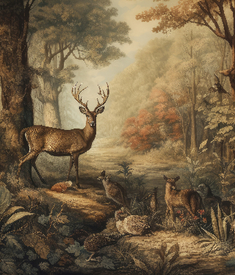 Modern roller blind Animals in the forest