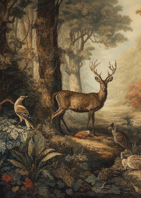 Modern roller blind Animals in the forest