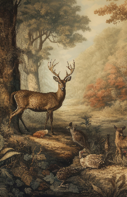 Modern roller blind Animals in the forest
